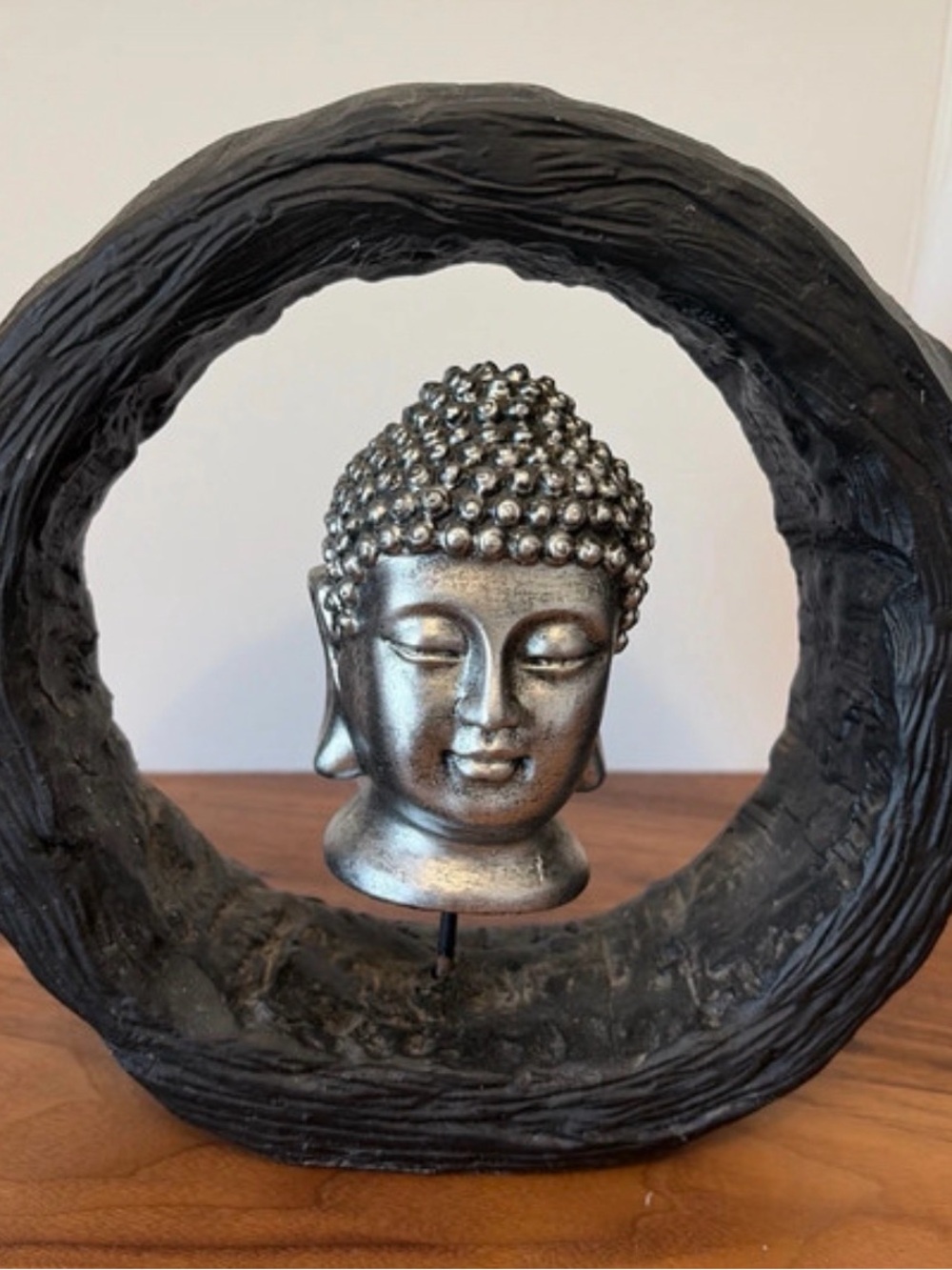 Silver Buddha Head Sculpture Home Art Accent